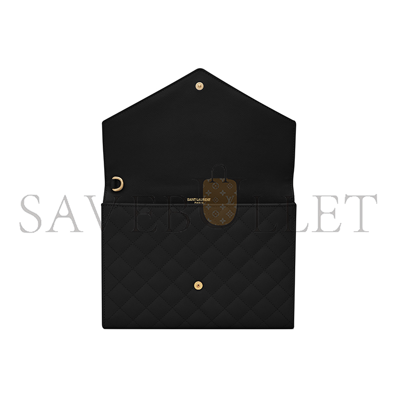 YSL ENVELOPE FLAP POUCH IN MIX MATELASSÉ GRAIN DE POUDRE LEATHER 651030BOW911000 (21*16*3cm)